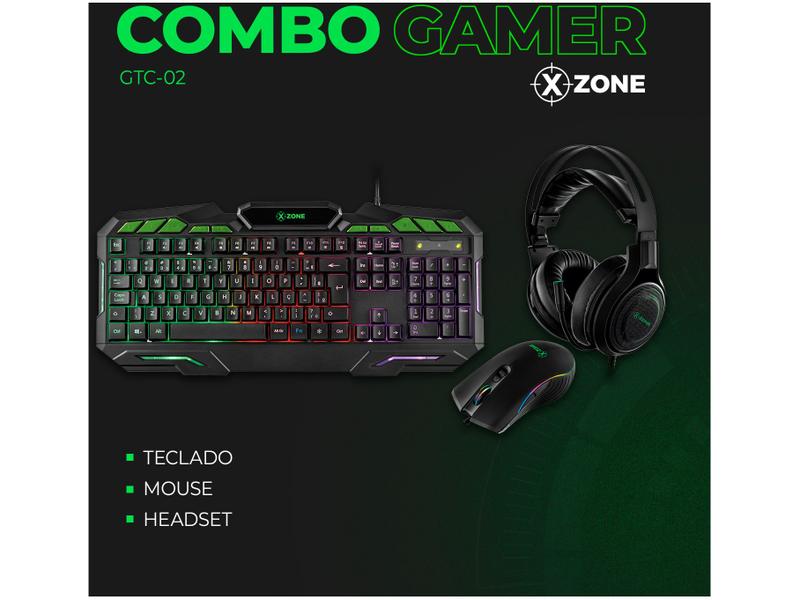Kit Gamer Teclado Mouse Headset Mouse Pad - XZONE GTC-02 - Kit